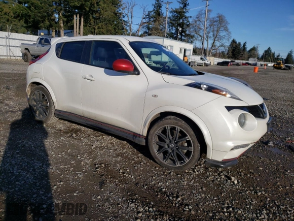 2014 Nissan Juke S with VIN JN8AF5MVXET365088, listed as a Copart auction lot 47157485 with Not Provided miles and Salvage Title. Bid and sale history available at carsss.com. Image 4.