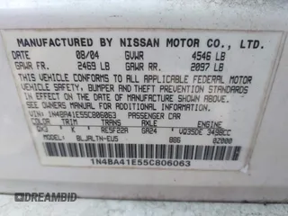 2005 Nissan Maxima SE with VIN 1N4BA41E55C806063, listed as a IAAI auction lot 41888711 with 104,040 mi miles and . Bid and sale history available at DreamBid. Image 9.