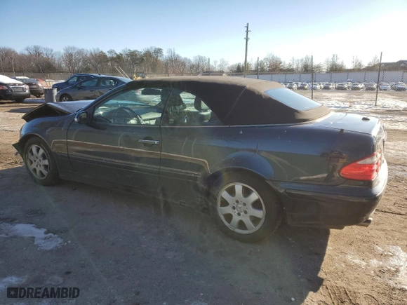 2002 Mercedes-Benz CLK-Class with VIN WDBLK65G42T110338, listed as a Copart auction lot 88675525 with 167,677 mi miles and Salvage Title. Bid and sale history available at carsss.com. Image 2.