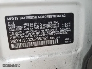 2016 BMW X1 xDrive28i with VIN WBXHT3C3XGP887421, listed as a Copart auction lot 53167135 with 67,506 mi miles and Salvage Title. Bid and sale history available at carsss.com. Image 15.