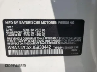 2018 BMW 7 Series 740e xDrive iPerformance with VIN WBA7J2C52JG938442, listed as a Copart auction lot 48070803 with 0 mi miles. Bid and sale history available at carsss.com. Image 12.