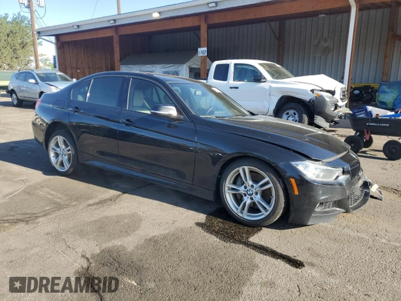2015 BMW 3 Series 328i xDrive with VIN WBA3B3C59FJ985091, listed as a Copart auction lot 57658705 with 106,521 mi miles and Salvage title. Bid and sale history available at DreamBid. Image 4.