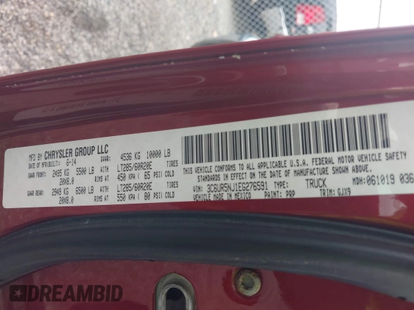 2014 Ram 2500 Laramie with VIN 3C6UR5NJ1EG276591, listed as a IAAI auction lot 42517879 with 145,466 mi miles and . Bid and sale history available at DreamBid. Image 9.