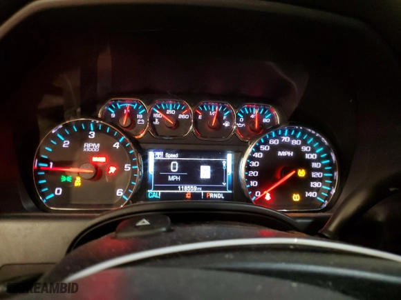 2017 Chevrolet Silverado 1500 LTZ with VIN 1GCVKSEC1HZ126843, listed as a Copart auction lot 44504815 with 118,559 mi miles and Salvage Title. Bid and sale history available at carsss.com. Image 9.