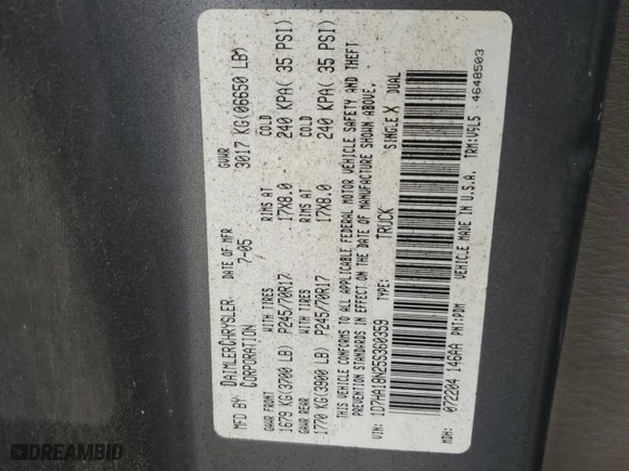 2005 Dodge Ram 1500 SLT with VIN 1D7HA18N25S360359, listed as a Copart auction lot 44019775 with 336,158 mi miles and Salvage Title. Bid and sale history available at carsss.com. Image 14.