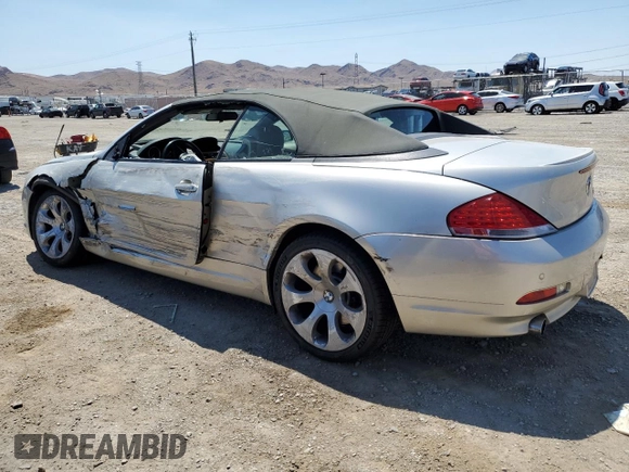 2005 BMW 6 Series 645Ci with VIN WBAEK73475B327205, listed as a Copart auction lot 62127134 with 0 mi miles and Salvage Title. Bid and sale history available at carsss.com. Image 2.