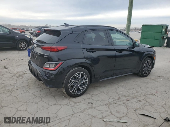 2023 Hyundai Kona N Line with VIN KM8K33A32PU976483, listed as a Copart auction lot 84479774 with 25,351 mi miles and Salvage Title. Bid and sale history available at carsss.com. Image 3.