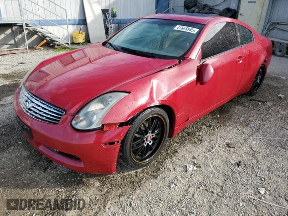 2003 Infiniti G35 w/Leather z VIN JNKCV54E93M218435, wystawiony jako Copart lot #41665965 z przebiegiem 131 987 mil mil oraz Szkoda całkowita • Salvage title. Historia ofert i sprzedaży dostępna na DreamBid. Obrazek 1.
