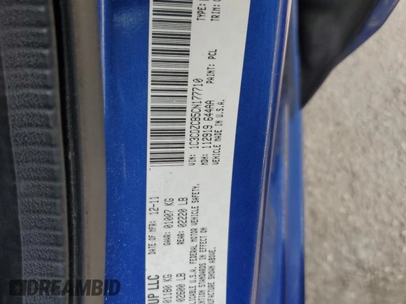 2012 Dodge Avenger SXT with VIN 1C3CDZCB5CN177710, listed as a Copart auction lot 60703945 with 184,031 mi miles and Salvage title. Bid and sale history available at DreamBid. Image 12.