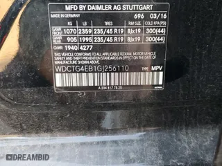 2016 Mercedes-Benz GLA with VIN WDCTG4EB1GJ256110, listed as a Copart auction lot 42338895 with 130,400 mi miles and Salvage Title. Bid and sale history available at carsss.com. Image 13.