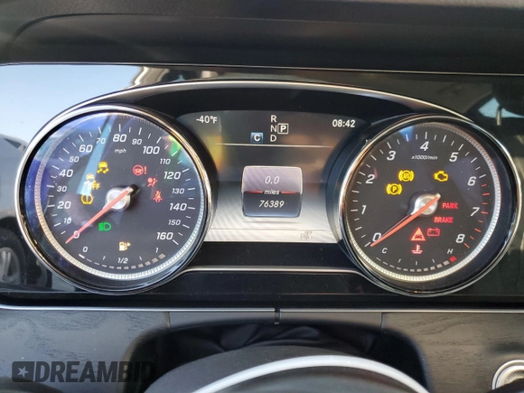 2018 Mercedes-Benz E-Class E 300 with VIN WDDZF4JB2JA310066, listed as a Copart auction lot 41464505 with 76,389 mi miles and Salvage Title. Bid and sale history available at carsss.com. Image 9.