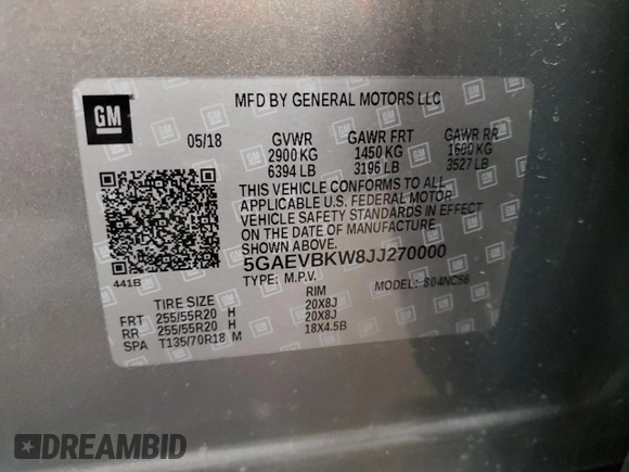 2018 Buick Enclave Premium with VIN 5GAEVBKW8JJ270000, listed as a Copart auction lot 45544945 with 105,437 mi miles and Clean Title. Bid and sale history available at carsss.com. Image 13.