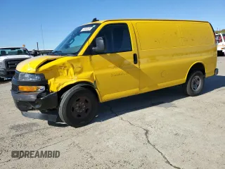 2023 Chevrolet Express Cargo with VIN 1GCWGAFP4P1160421, listed as a Copart auction lot 43565435 with 48,019 mi miles and Salvage title. Bid and sale history available at DreamBid. Image 2.