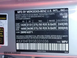 2025 Mercedes-Benz GLE 350 with VIN 4JGFB4FB9SB331036, listed as a Copart auction lot 41827195 with 279 mi miles and Salvage title. Bid and sale history available at DreamBid. Image 13.