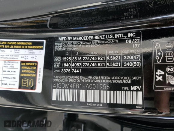 2023 Mercedes-Benz EQS with VIN 4JGDM4EB1PA001956, listed as a Copart auction lot 63513064 with 5,546 mi miles and Salvage Title. Bid and sale history available at carsss.com. Image 13.
