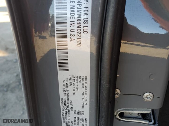 2021 Jeep Cherokee Latitude Lux with VIN 1C4PJMMX4MD221870, listed as a Copart auction lot 42187165 with 0 mi miles and Salvage Title. Bid and sale history available at carsss.com. Image 13.