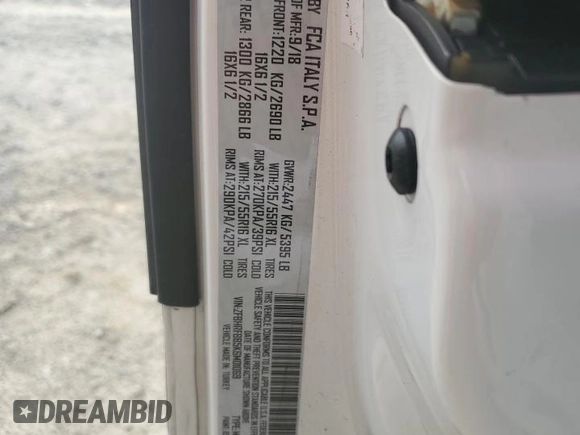 2019 Ram ProMaster City Cargo Tradesman SLT with VIN ZFBHRFBB5K6M01069, listed as a Copart auction lot 54691005 with 121,712 mi miles and Salvage title. Bid and sale history available at DreamBid. Image 13.