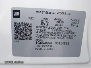 2022 Cadillac CT4 Luxury z VIN 1G6DJ5RK3N0114231, wystawiony jako IAAI lot #42064458 z przebiegiem 18 753 mil mil oraz . Historia ofert i sprzedaży dostępna na DreamBid. Obrazek 9.