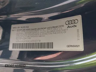 2012 Audi A5 Premium Plus with VIN WAULFAFR3CA003378, listed as a IAAI auction lot 42063495 with 134,258 mi miles and . Bid and sale history available at DreamBid. Image 9.
