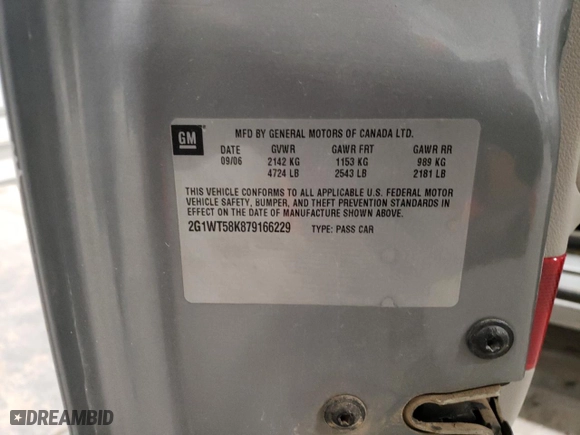 2007 Chevrolet Impala 3.5L LT with VIN 2G1WT58K879166229, listed as a Copart auction lot 44731535 with 0 mi miles and Salvage Title. Bid and sale history available at carsss.com. Image 12.
