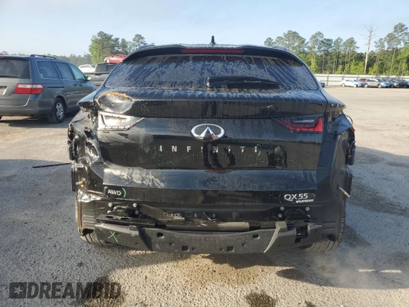 2023 Infiniti QX55 Luxe с VIN 3PCAJ5JR3PF106854, выставлен на аукционе Copart как лот 52217985 с пробегом 24 380 миль миль и Списание • Salvage title. История ставок и продаж доступна на DreamBid. Изображение 6.