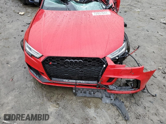 2019 Audi RS 3 with VIN WUABWGFF4KA904106, listed as a Copart auction lot 72851844 with Not provided miles and Salvage title. Bid and sale history available at DreamBid. Image 12.