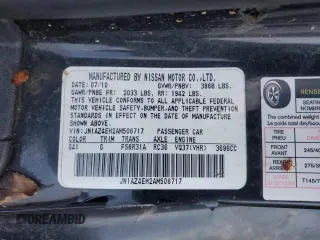2010 Nissan 370Z with VIN JN1AZ4EH2AM506717, listed as a Copart auction lot 81713864 with 0 mi miles and Salvage Title. Bid and sale history available at carsss.com. Image 12.