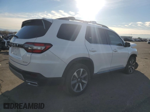 2023 Honda Pilot Elite with VIN 5FNYG1H80PB043716, listed as a Copart auction lot 86842774 with 16,823 mi miles and Salvage Title. Bid and sale history available at carsss.com. Image 3.