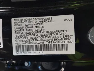 2021 Honda Accord Touring with VIN 1HGCV2F91MA022025, listed as a IAAI auction lot 42048514 with 47,630 mi miles and . Bid and sale history available at DreamBid. Image 9.