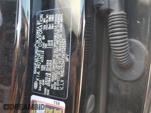 2021 Kia Soul Turbo with VIN KNDJ53AFXM7126597, listed as a Copart auction lot 48763885 with Not Provided miles and Salvage Title. Bid and sale history available at DreamBid. Image 13.