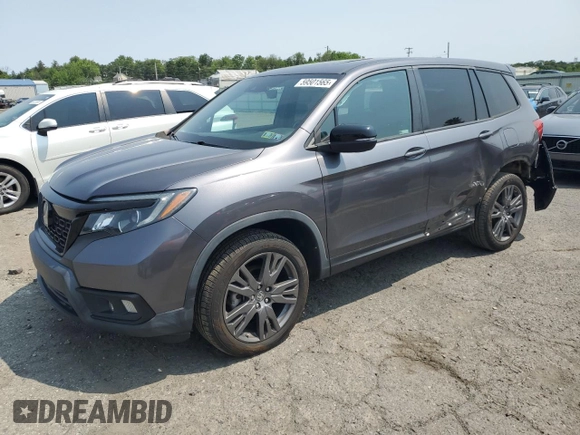 2019 Honda Passport EX-L with VIN 5FNYF8H51KB005843, listed as a Copart auction lot 59501565 with 47,051 mi miles and Salvage title. Bid and sale history available at DreamBid. Image 1.
