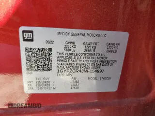 2022 Cadillac XT4 FWD Premium Luxury with VIN 1GYFZCR43NF154997, listed as a Copart auction lot 81942214 with 22,697 mi miles and Salvage title. Bid and sale history available at DreamBid. Image 14.