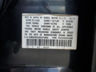 2013 Honda Fit Sport z VIN JHMGE8H5XDC074950, wystawiony jako Copart lot #57762905 z przebiegiem 68 185 mil mil oraz Szkody całkowita. Historia ofert i sprzedaży dostępna na DreamBid. Obrazek 12.