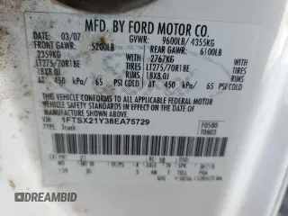 2008 Ford Super Duty F-250 SRW XL with VIN 1FTSX21Y38EA75729, listed as a Copart auction lot 85907764 with 149,201 mi miles and Salvage Title. Bid and sale history available at carsss.com. Image 12.