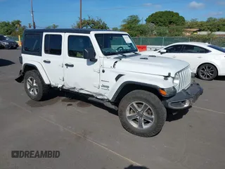 2018 Jeep Wrangler Unlimited Sahara z VIN 1C4HJXEG0JW120068, wystawiony jako IAAI lot #41105383 z przebiegiem 66 098 mil mil oraz . Historia ofert i sprzedaży dostępna na DreamBid. Obrazek 1.