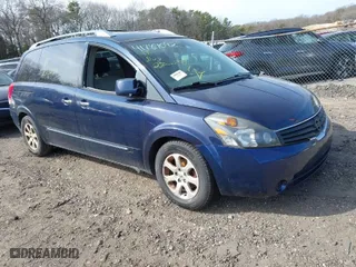 2008 Nissan Quest S with VIN 5N1BV28UX8N104695, listed as a IAAI auction lot 41789042 with 999,999 mi miles. Bid and sale history available at carsss.com. Image 1.