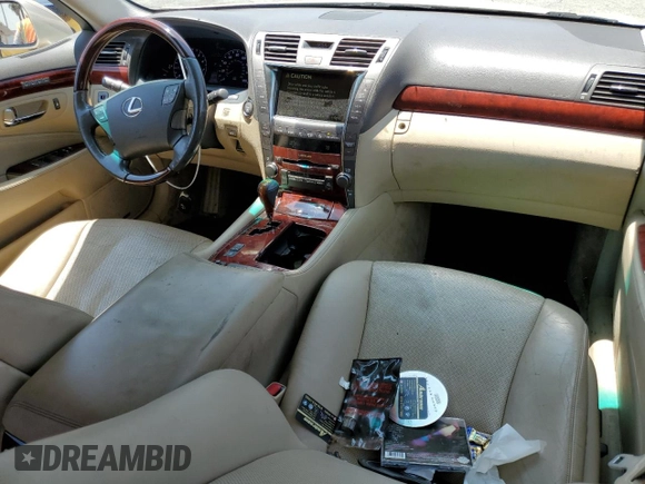 2007 Lexus LS 460 L with VIN JTHGL46F975017318, listed as a Copart auction lot 63524605 with 141,630 mi miles and Salvage title. Bid and sale history available at DreamBid. Image 8.