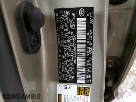2006 Toyota Prius with VIN JTDKB20U567517232, listed as a Copart auction lot 51074925 with 174,645 mi miles and Salvage Title. Bid and sale history available at DreamBid. Image 13.