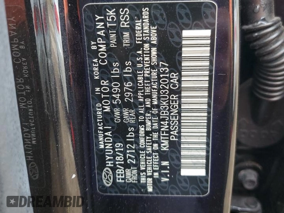 2019 Genesis G80 Sport with VIN KMTFN4JB3KU320137, listed as a Copart auction lot 79307364 with 60,010 mi miles and Non Repairable. Bid and sale history available at DreamBid. Image 13.