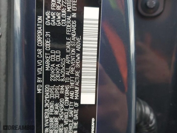 2019 Volvo XC40 Inscription with VIN YV4162UL2K2104920, listed as a Copart auction lot 81936534 with 35,394 mi miles and Salvage Title. Bid and sale history available at carsss.com. Image 14.