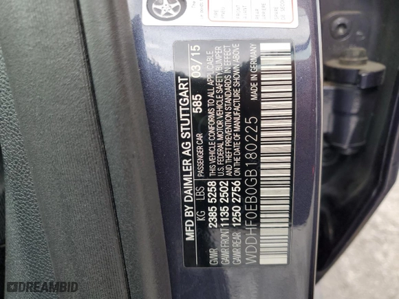 2016 Mercedes-Benz E-Class E 250 BlueTEC Luxury with VIN WDDHF0EB0GB180225, listed as a Copart auction lot 50492655 with 102,884 mi miles and Salvage Title. Bid and sale history available at carsss.com. Image 12.