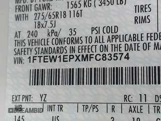 2021 Ford F-150 XL with VIN 1FTEW1EPXMFC83574, listed as a IAAI auction lot 41694174 with 57,814 mi miles. Bid and sale history available at carsss.com. Image 9.