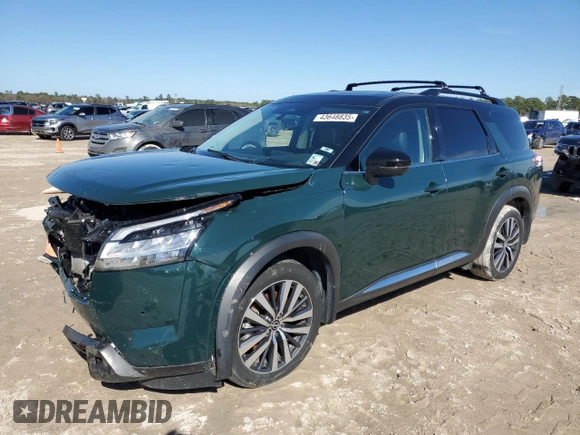 2022 Nissan Pathfinder Platinum with VIN 5N1DR3DH8NC269387, listed as a Copart auction lot 43648835 with 32,292 mi miles and Salvage title. Bid and sale history available at DreamBid. Image 1.