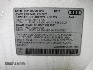 2018 Audi Q5 Premium Plus with VIN WA1BNAFY8J2012393, listed as a Copart auction lot 68498832 with 0 mi miles. Bid and sale history available at carsss.com. Image 13.