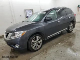 2014 Nissan Pathfinder Platinum Hybrid with VIN 5N1CR2MM5EC655025, listed as a Copart auction lot 86860564 with 119,860 mi miles and Salvage Title. Bid and sale history available at carsss.com. Image 1.