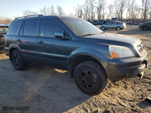 2003 Honda Pilot EX with VIN 2HKYF185X3H541247, listed as a Copart auction lot 46975335 with 186,195 mi miles and Salvage Title. Bid and sale history available at carsss.com. Image 4.