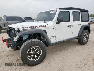 2024 Jeep Wrangler Rubicon z VIN 1C4PJXFG2RW266901, wystawiony jako Copart lot #60641445 z przebiegiem 3 908 mil mil oraz Szkoda całkowita • Salvage title. Historia ofert i sprzedaży dostępna na DreamBid. Obrazek 1.