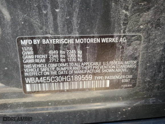 2017 BMW 4 Series 440i xDrive with VIN WBA4E5C30HG189559, listed as a Copart auction lot 81781494 with 0 mi miles and Salvage Title. Bid and sale history available at carsss.com. Image 15.