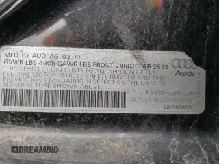 2009 Audi A4 Premium с VIN WAULF78K29N066332, выставлен на аукционе Copart как лот 56949945 с пробегом 147 164 миль миль и На запчасти • Non repairable. История ставок и продаж доступна на DreamBid. Изображение 12.