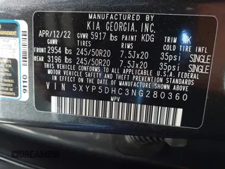 2022 Kia Telluride SX with VIN 5XYP5DHC3NG280360, listed as a IAAI auction lot 41707771 with 30,908 mi miles and . Bid and sale history available at DreamBid. Image 9.